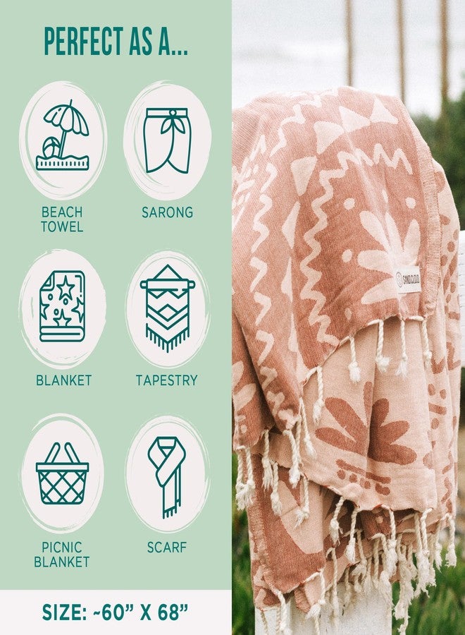 Sand Cloud Turkish Beach Towel - 100% Organic Cotton Turkish Bath Towels - Ultra Soft, Sand Free & Quick Dry Towel for Beach, Pool, or Picnic - As Seen on Shark Tank - Boho Terracotta - Image 3